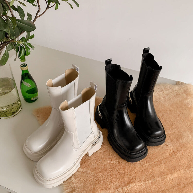 Karin Luna da Brand Series~Rear Metal Decoration Thick Sole Stretch Boots