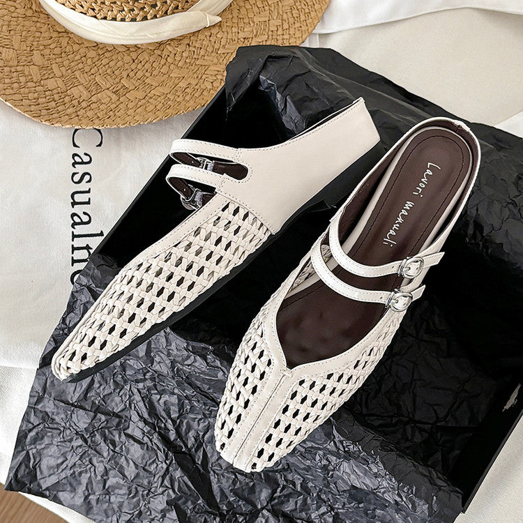Karin Luna In Stock Spot Goods Hollow Woven One-Strap Closed-Toe Slippers
