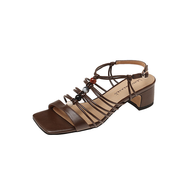 Karin Luna Bohemian Vacation Style~Square Toe Open Toe Sandals