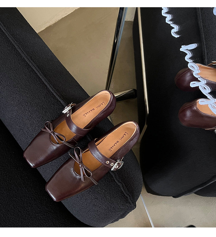 Karin Luna In Stock Spot Goods  Square Toe Internal Height Increase Detachable Bowknot