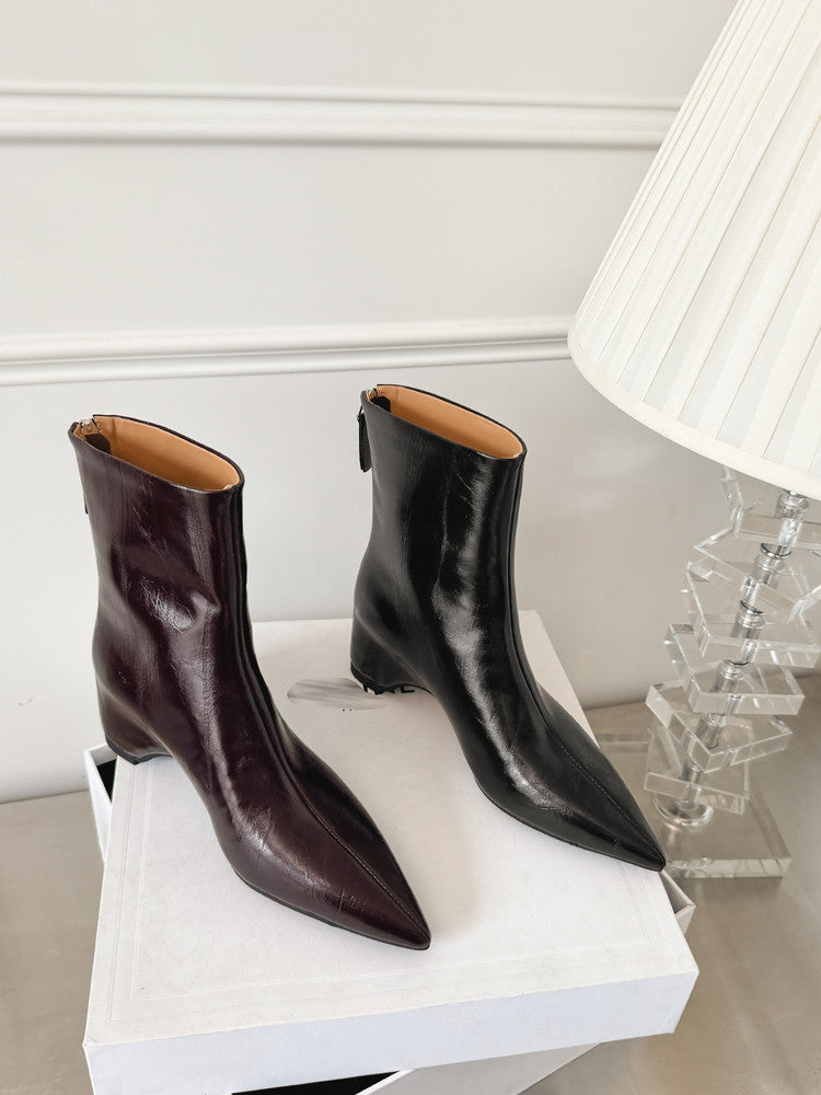 Karin Luna Versatile Elegant Style Pointed Toe Hidden Wedge Short Boots