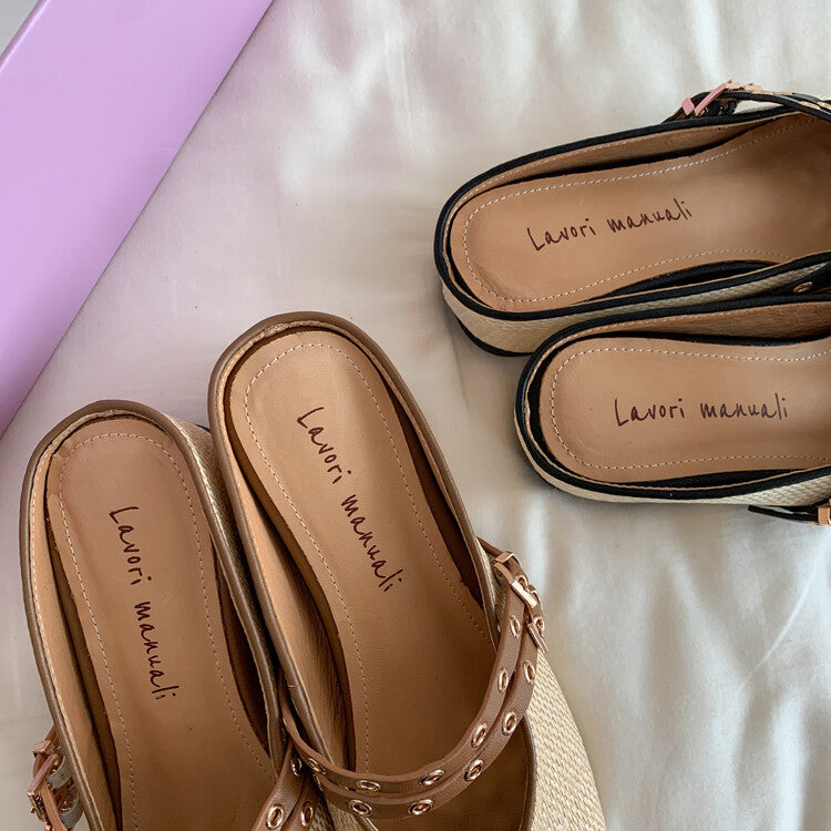 Karin Luna  Closed-Toe Woven Style Height-Increasing Slippers