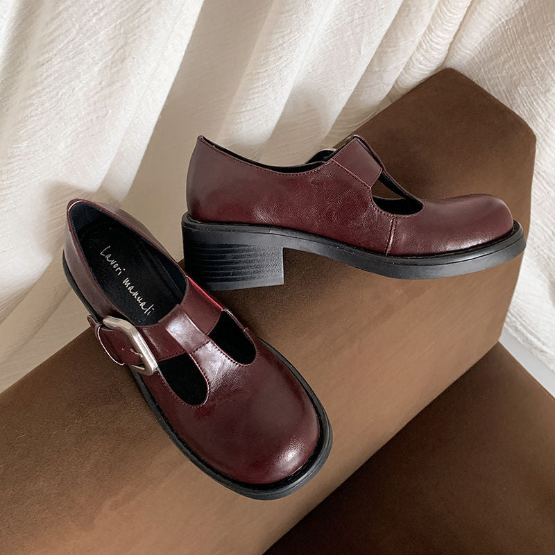 Karin Luna In Stock Spot Goods round Head t Round Toe British Style Single Shoes