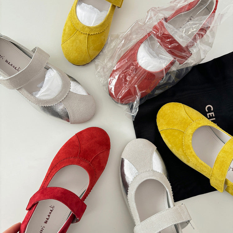 Karin Luna Casual Shoes Series~  In Stock In Stock Magic Tape Round Toe Internal Height Increase Single Strap Flats