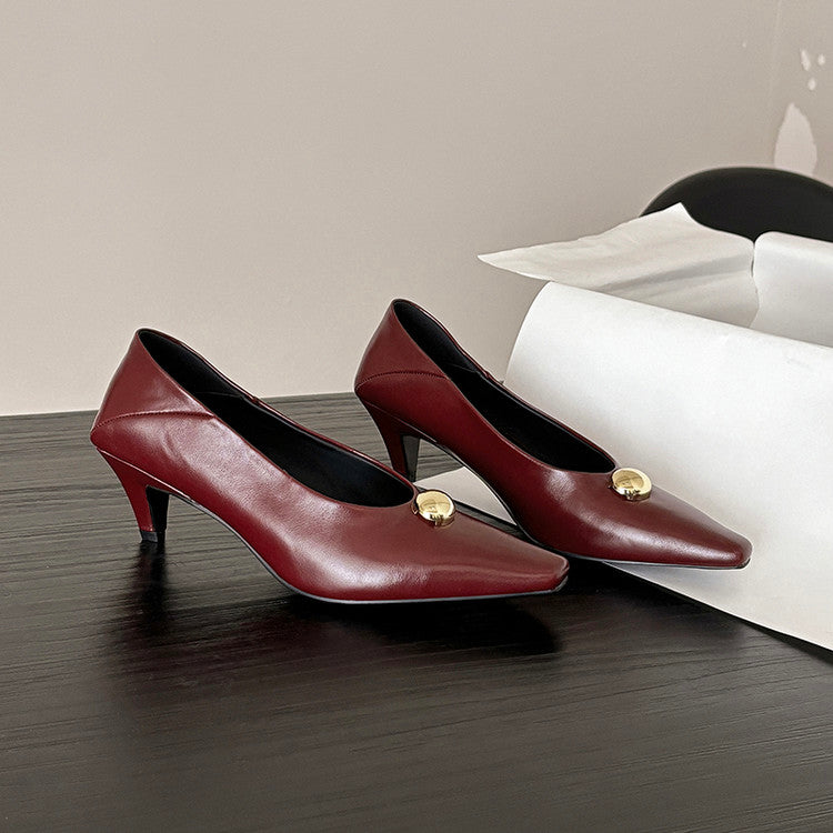 Karin Luna In Stock In Stock ~Basic Versatile French Style Small Square Toe Shallow Mouth Single Shoes