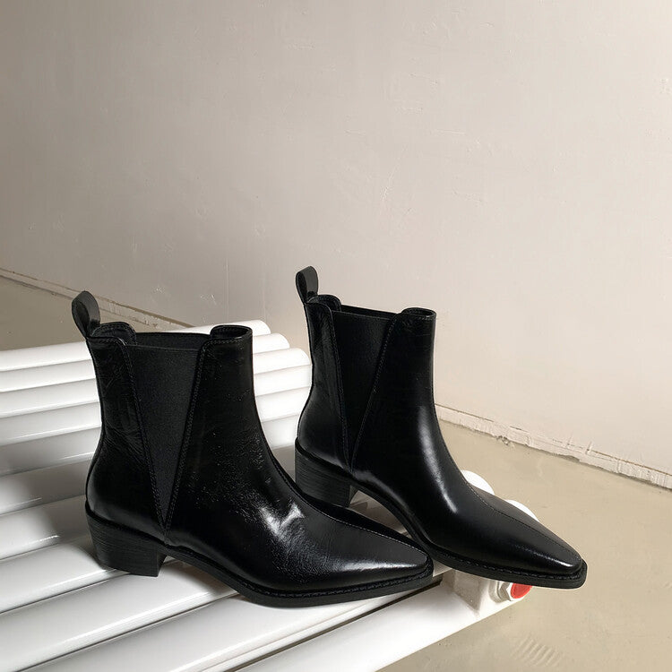 Karin Luna In Stock In stock   Classic first-layer cowhide Chelsea elastic ankle boots