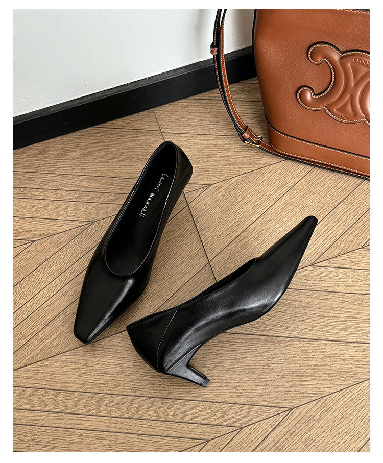 Karin Luna In Stock In Stock ~Basic Versatile French Style Small Square Toe Shallow Mouth Single Shoes