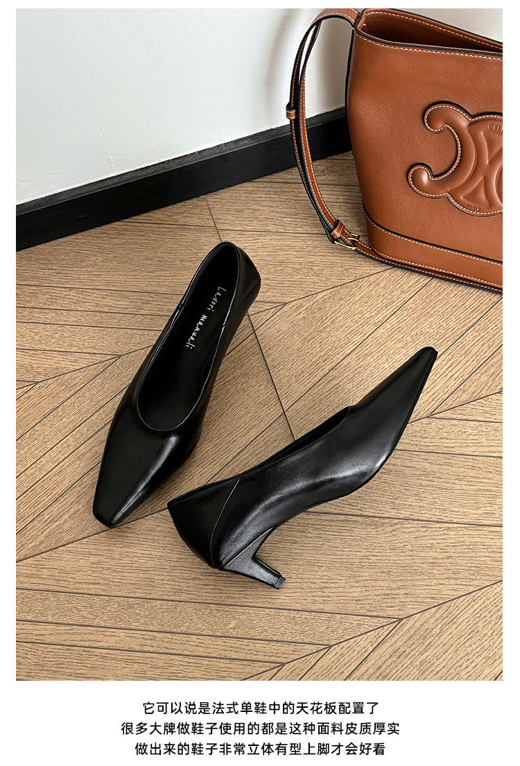 Karin Luna In Stock In Stock ~Basic Versatile French Style Small Square Toe Shallow Mouth Single Shoes