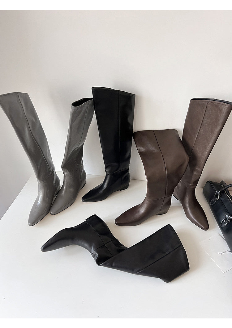 Karin Luna Elegant Style Slanted Inner Height-Increasing Long Boots