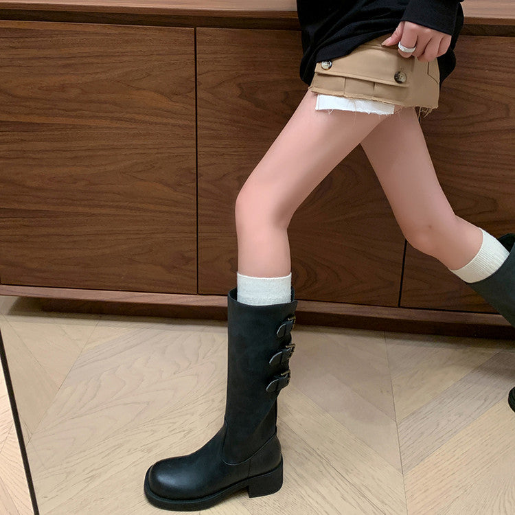 Karin Luna In Stock In Stock Thigh Circumference Belt Buckle Thick Sole Rider Boots