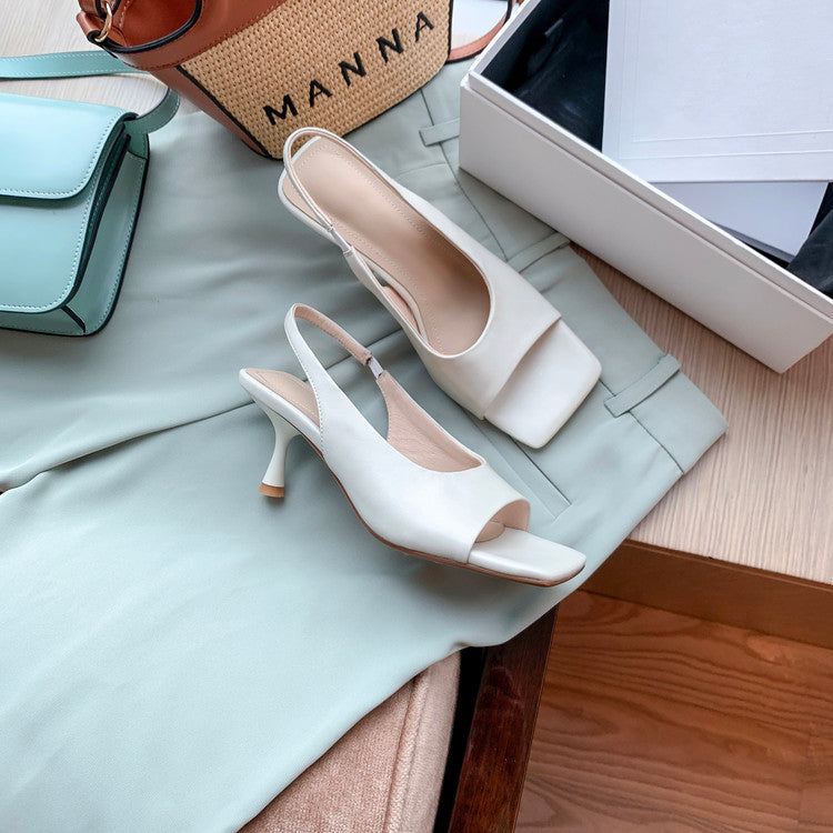 Karin Luna Classic Style Square Toe Open Toe French Retro Sandals