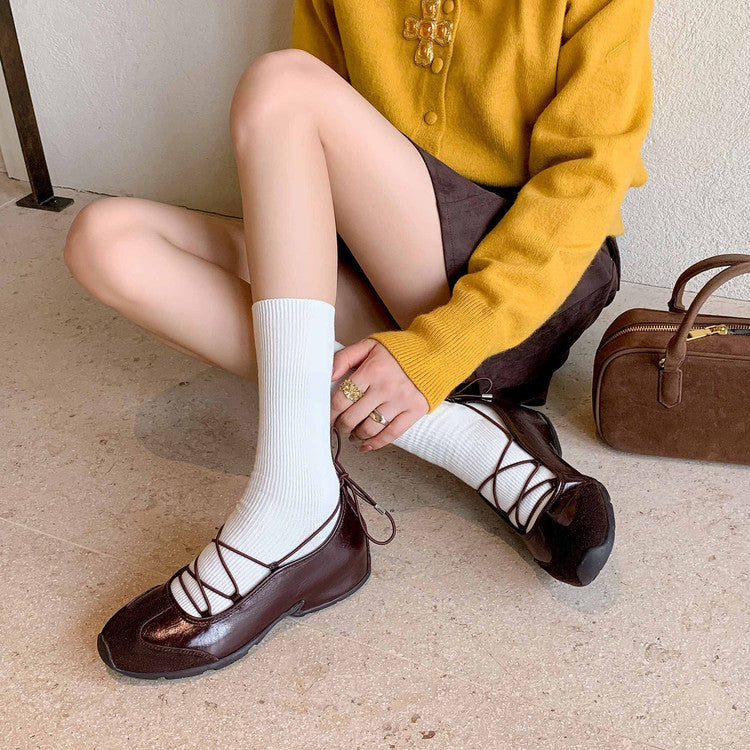 Karin Luna Basic Versatile British Style Casual Lace-up Flats