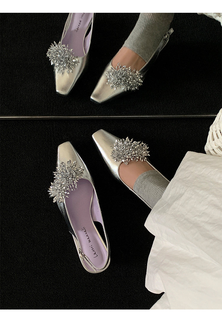 Karin Luna Brilliant Fireworks~Elegant Square-Toed Closed-Toe Chunky Heel Sandals