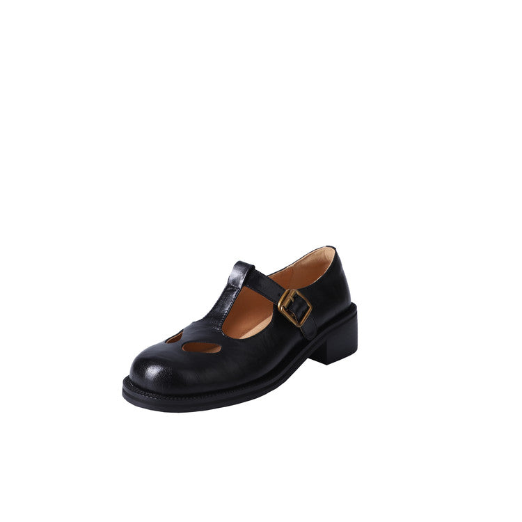 Karin Luna In Stock Spot Goods Minimalist Retro British Style Irregular Hollow Single Shoes