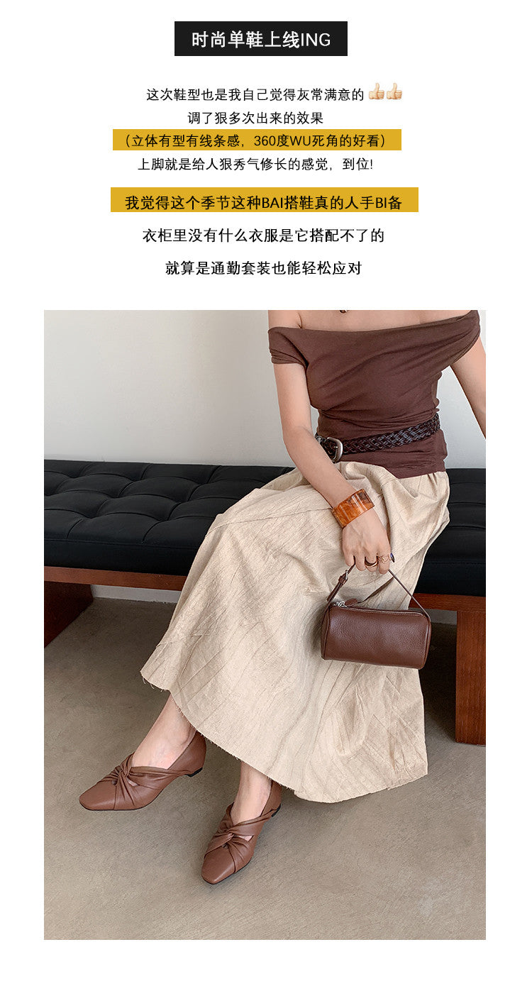 Karin Luna Cross Design Square Toe Hidden Wedge Shoes