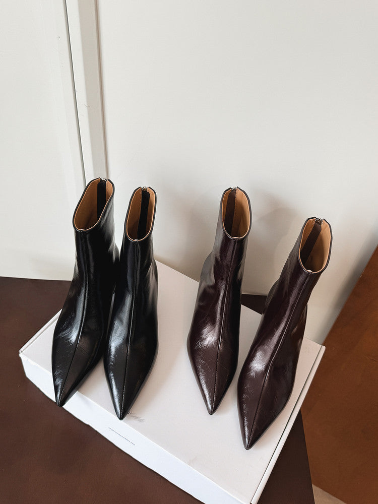 Karin Luna Versatile Elegant Style Pointed Toe Hidden Wedge Short Boots