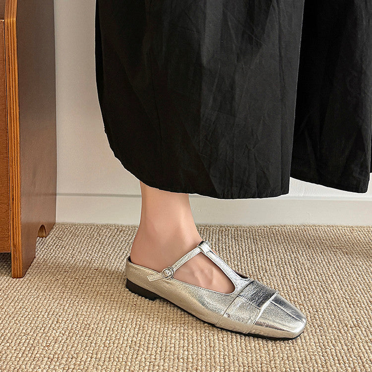 Karin Luna In Stock Spot Goods  t Square-Toed Full Leather Basic Slippers