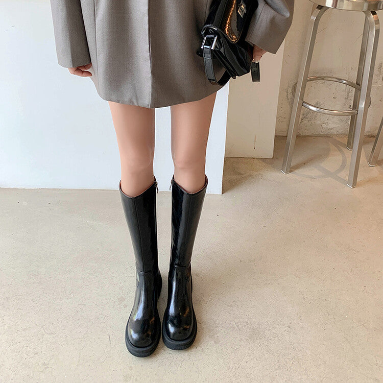 Karin Luna In Stock Spot Goods  Always in stock  Classic Basic Style Round Toe Thick Sole Knight Boots