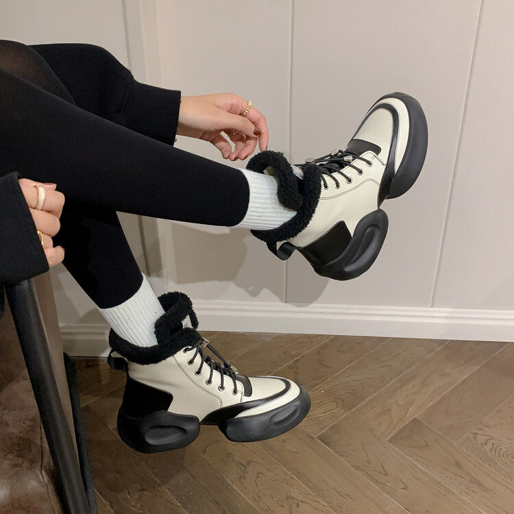 Karin Luna In Stock  Spot Goods  Hot-selling Sports Thick Sole Thickened Fur Snow Boots Full cowhide