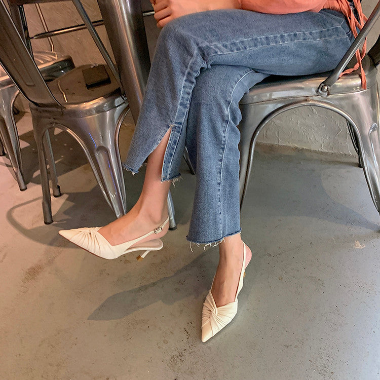 Karin Luna In Stock In Stock  Exquisite Pointed Toe Backless Closed-Toe Stiletto Sandals
