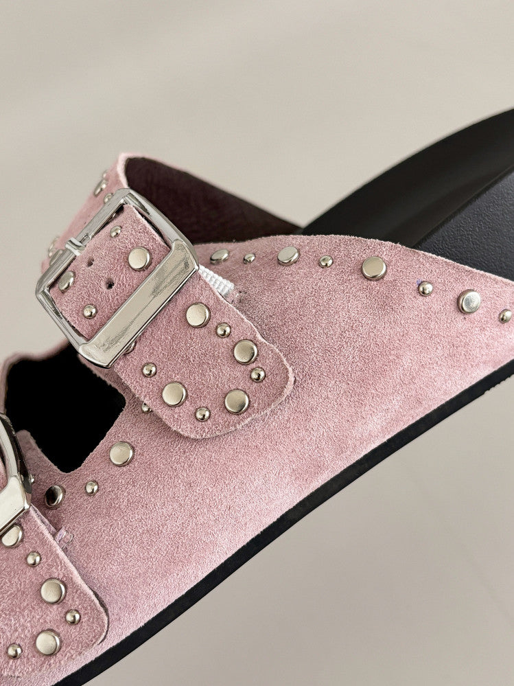 Karin Luna In Stock Spot Goods Casual Thick-Soled Belt Buckle Slippers