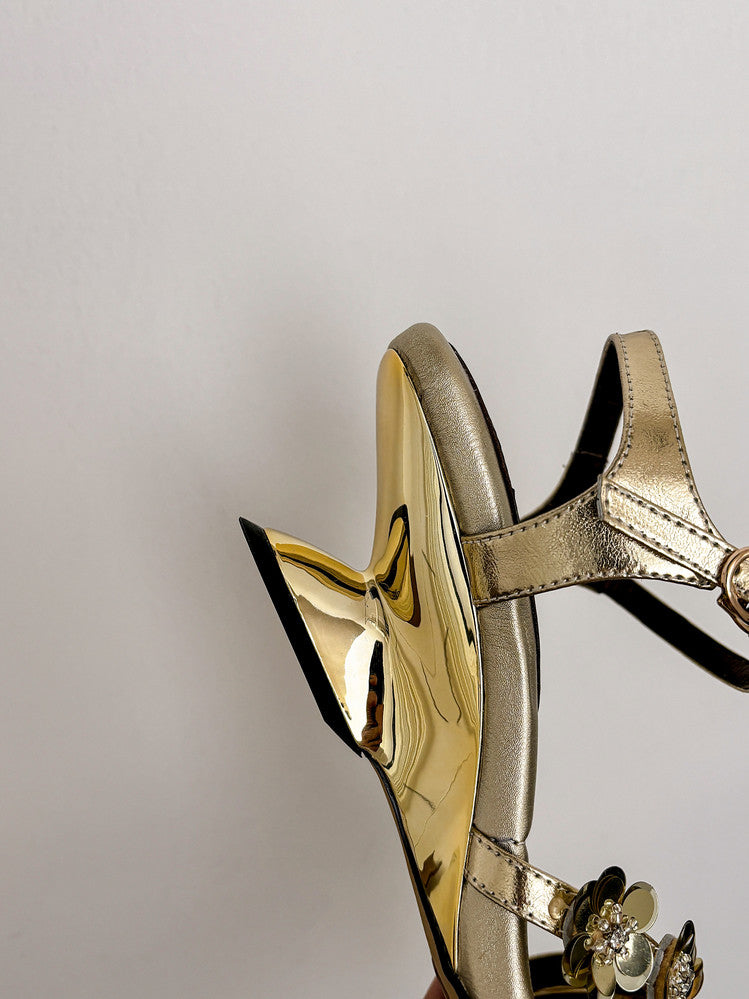 Karin Luna In Stock Spot Goods All the Best Square-Toed Sequin Flower Sandals