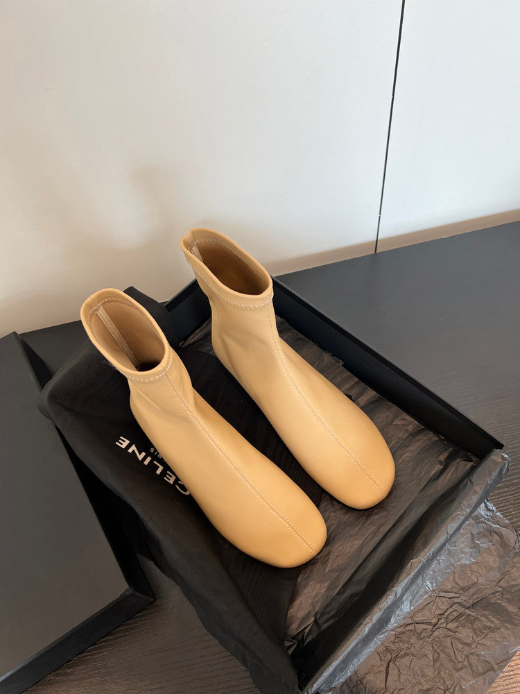 Karin Luna In Stock Spot Goods Round Toe Basic Stretch Slim Short Boots
