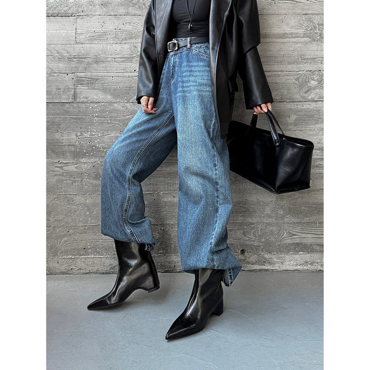 Karin Luna Elegant Pointed Toe Hidden Wedge Short Boots