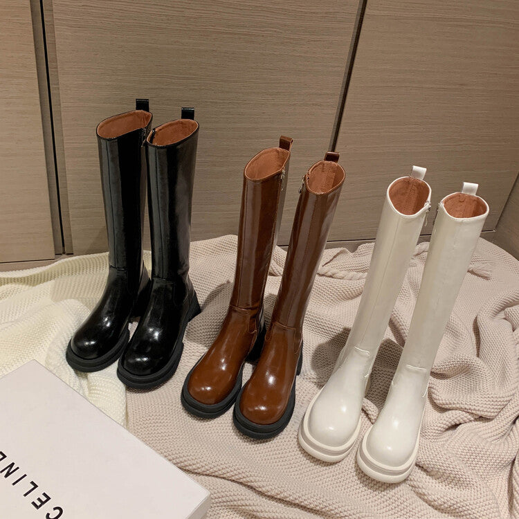 Karin Luna In Stock Spot Goods  Always in stock  Classic Basic Style Round Toe Thick Sole Knight Boots
