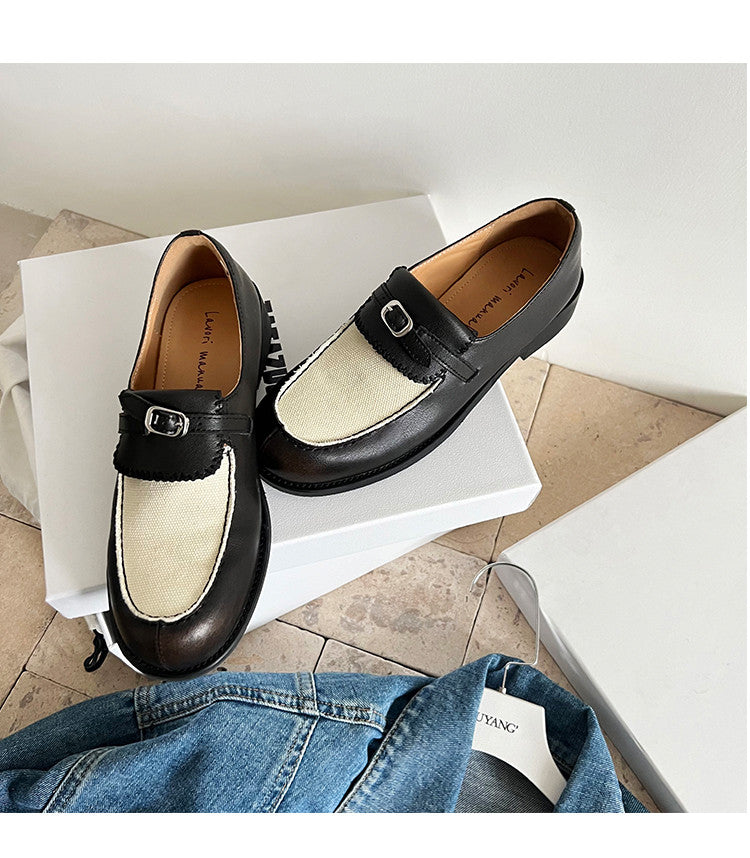 Karin Luna Casual Shoes Series~  In stock Classic color-blocking British style deep-mouth single shoes