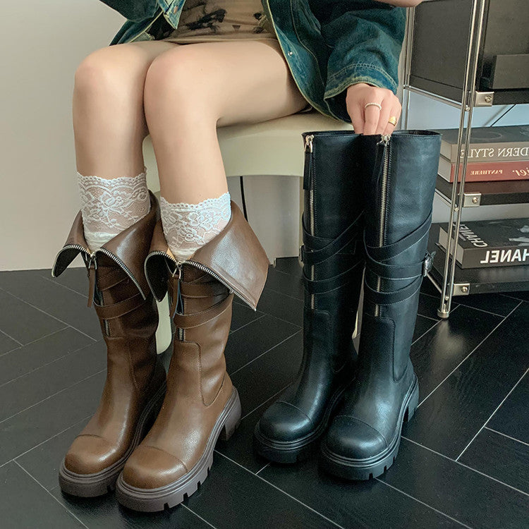 Karin Luna In Stock In-stock Foldable Niche Thick-soled Knight Boots