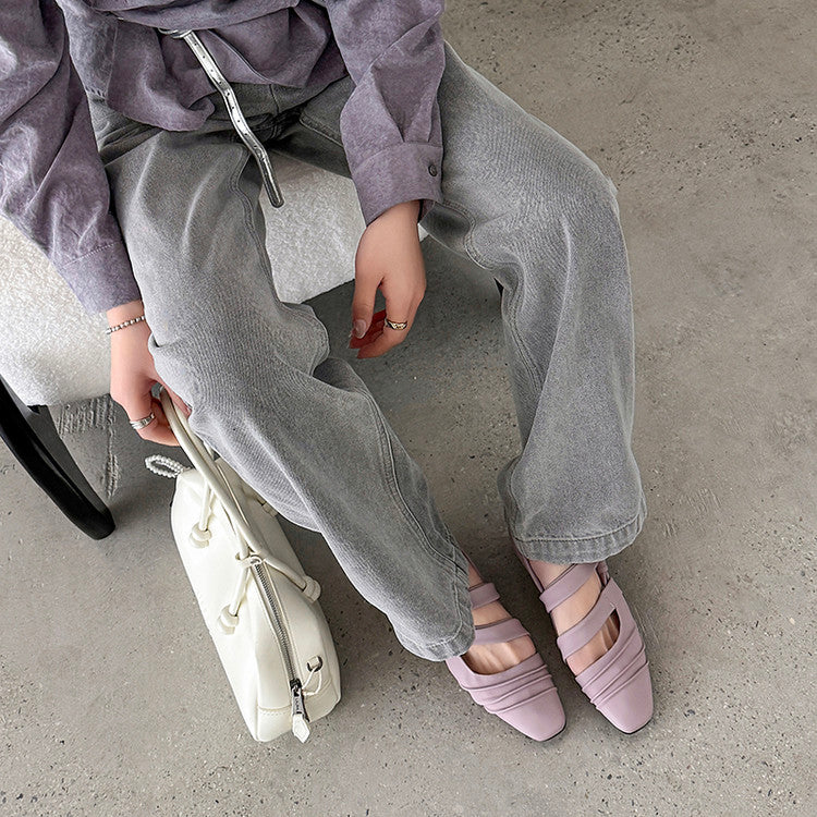 Karin Luna In Stock In Stock Minimalist Soft Upper Small Square Toe Chunky Heel Sandals