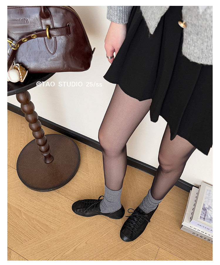 Karin Luna In Stock In Stock   Xiaohongshu Hot-Selling Lace-Up Round-Toe Deep Mouth Single Shoes