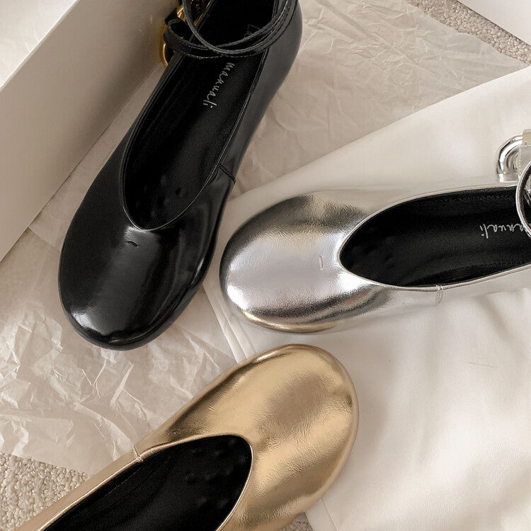 Karin Luna In Stock Large Stock Main Promotion  Two-Way Wear Height-Increasing Retro Gold Buckle Mary Jane Shoes