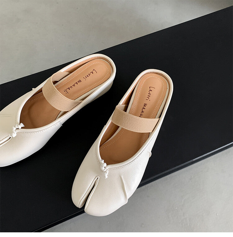 Karin Luna Classic Split-Toe Shoes  Explosive Pattern One-Strap Mary Jane Height-Increasing Full Leather Closed-Toe Slippers