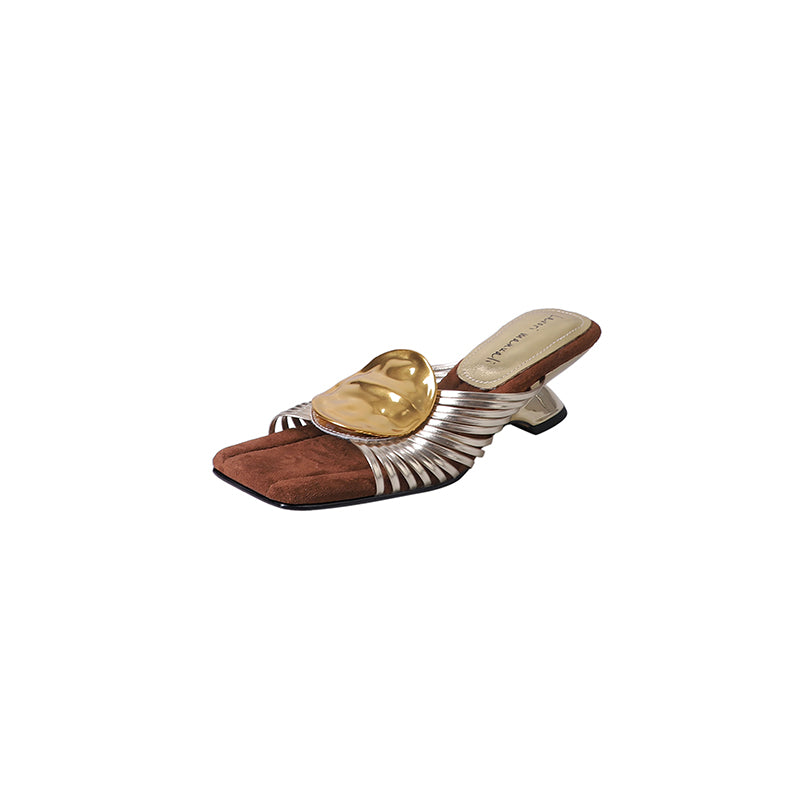 Karin Luna Bestseller Popular New Image  Comes with data plan included Resort Style Irregular Heel Thin Strap Slippers