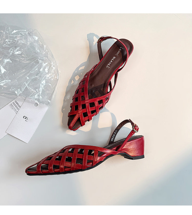 Karin Luna Braided Style ~Cross-woven Pointed Toe Closed-toe Sandals