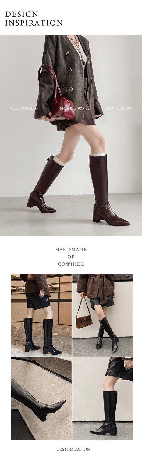 Karin Luna Elegant Style Pointed Toe Internal Height Increase Long Boots