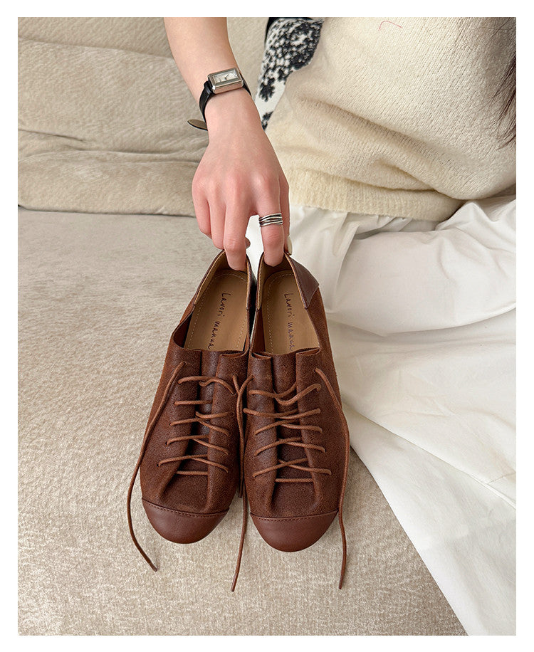 Karin Luna In Stock In Stock   Xiaohongshu Hot-Selling Lace-Up Round-Toe Deep Mouth Single Shoes