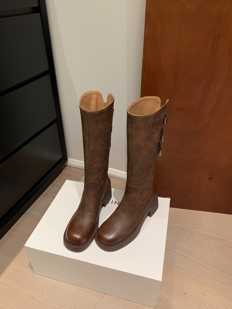 Karin Luna In Stock In Stock Thigh Circumference Belt Buckle Thick Sole Rider Boots