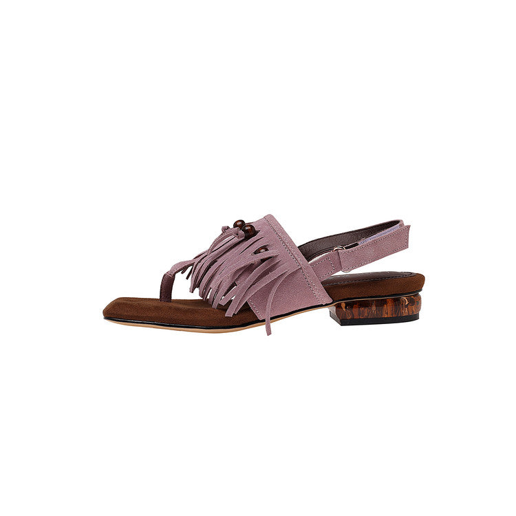 Karin Luna  Tassel Series~Spot Goods  In-stock Clip-toe Square Toe Sandals