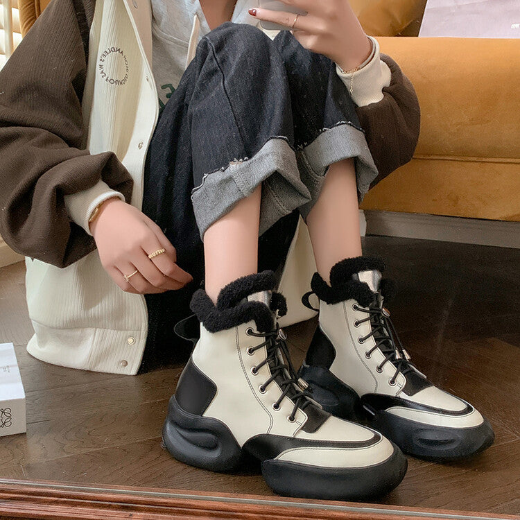 Karin Luna In Stock  Spot Goods  Hot-selling Sports Thick Sole Thickened Fur Snow Boots Full cowhide