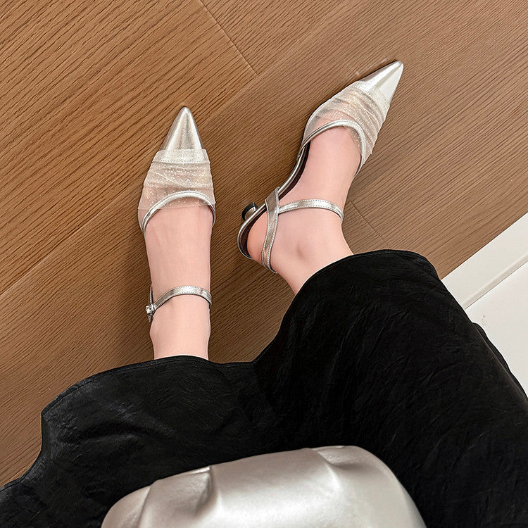Karin Luna In Stock Spot Goods  Elegant Mesh Pointed Toe Sandals