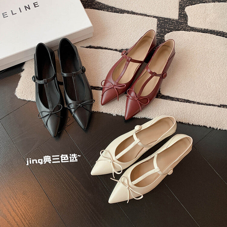 Karin Luna is a perfect Korean drama heroine~French Retro Style Full leather inside and out Pointed Bowknot