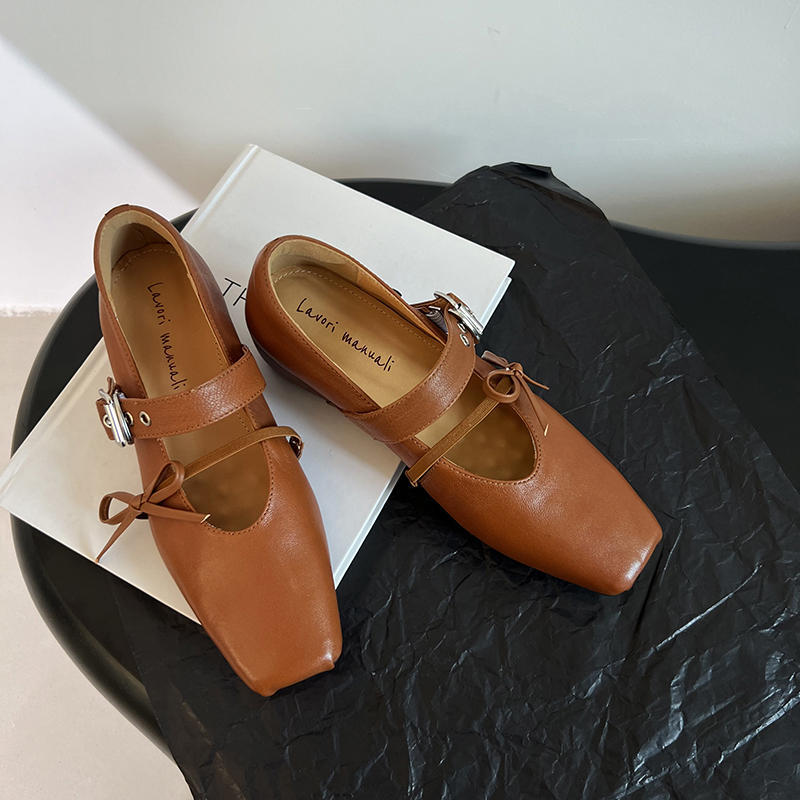 Karin Luna In Stock Spot Goods  Square Toe Internal Height Increase Detachable Bowknot