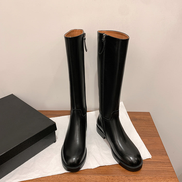 Karin Luna In Stock In-stock Basic Classic Timeless Round Toe Casual Riding Boots