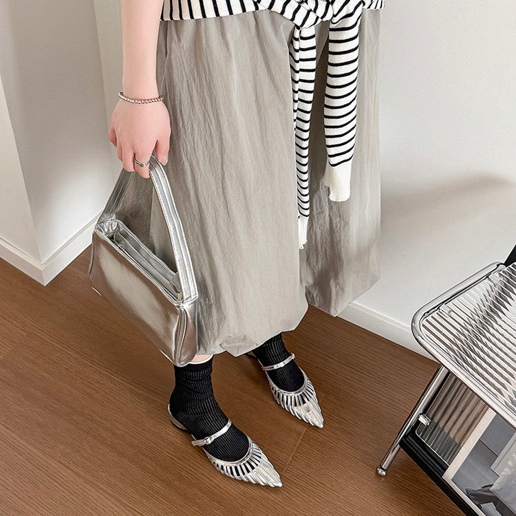 Karin Luna Casual Feel~In stock Pointed Toe Hollow Design Note Pointed Toe Slippers