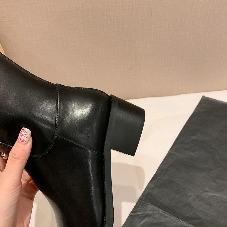 Karin Luna In Stock Classic Style Now Round Toe Flat Bottom Casual Slimming Knight Boots