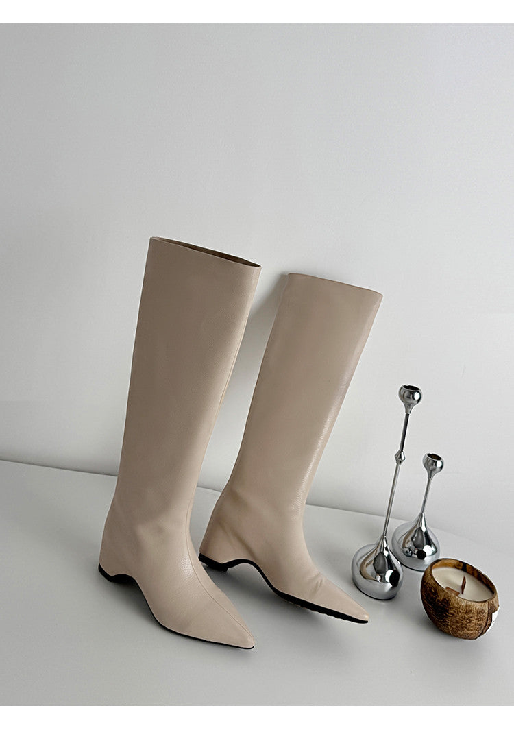 Karin Luna Hot-Selling Internal Height Increase Pointed Toe Straight-Leg Hot-Selling Long Boots