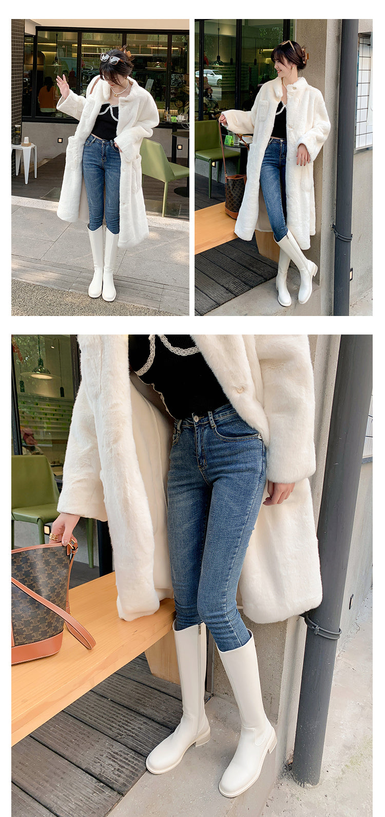 Karin Luna Internet Celebrity Photo  Best-selling in stock Full Leather Basic Long Boots  Winter Essential Combat Boots